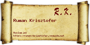 Ruman Krisztofer névjegykártya